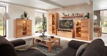 Stauraumvitrine >Nature One< 2 Türen, mit LED, FSC, Kernbuche teilmassiv - 85x137x40cm (B/H/T)