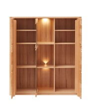 Highboard >Nature One< 3 Türen, mit LED, FSC, Kernbuche teilmassiv - 127x137x40cm (B/H/T)