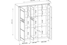 Highboard >Nature One< 3 Türen, mit LED, FSC, Kernbuche teilmassiv - 127x137x40cm (B/H/T)