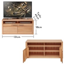 TV-Schrank >Nature One< 2 Türen, 2 Fächer, FSC, in Kernbuche teilmassiv - 131x58x45cm (B/H/T)