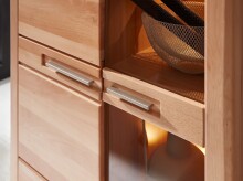 Wohnwand >Nature One< 4-teilig, mit LED, FSC, in Kernbuche teimassiv - 390x203x45cm (B/H/T)