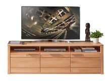Wohnwand >Nature One< 3-teilig, mit LED, FSC, in Kernbuche teimassiv - 310x203x45cm (B/H/T)