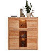 Wohnwand >Nature One< 3-teilig, mit LED, FSC, in Kernbuche teimassiv - 330x180x45cm (B/H/T)
