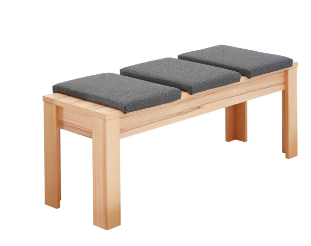 Sitzbank >Nature One< 3 Sitzkissen, FSC, Kernbuche teilmassiv - 130x48x38 (BxHxT)