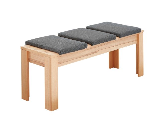 Sitzbank >Nature One< 3 Sitzkissen, FSC, Kernbuche teilmassiv - 130x48x38 (BxHxT)