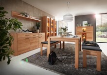 Sitzbank >Nature One< 3 Sitzkissen, FSC, Kernbuche teilmassiv - 130x48x38 (BxHxT)