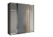Schiebetürenschrank >Berno< 2 Türen, Grau / Spiegel / Eiche Dekor - 170x195,5x57,2cm (BxHxT)