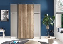 Schiebetürenschrank >Berno< 2 Türen, in Grau / Eiche Dekor - 170x195,5x57,2cm (BxHxT)