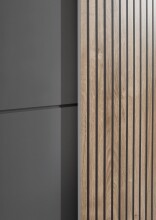 Schiebetürenschrank >Berno< 2 Türen, in Grau / Eiche Dekor - 170x195,5x57,2cm (BxHxT)