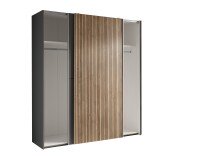Schiebetürenschrank >Berno< 2 Türen, in Grau / Eiche Dekor - 170x195,5x57,2cm (BxHxT)