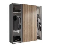 Schiebetürenschrank >Berno< 2 Türen, in Grau / Eiche Dekor - 170x195,5x57,2cm (BxHxT)