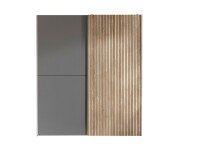 Schiebetürenschrank >Berno< 2 Türen, in Grau / Eiche Dekor - 170x195,5x57,2cm (BxHxT)