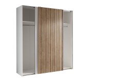 Schiebetürenschrank >Berno< 2 Türen, in weiss / Eiche Dekor - 170x195,5x57,2cm (BxHxT)