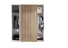 Schiebetürenschrank >Berno< 2 Türen, in weiss / Eiche Dekor - 170x195,5x57,2cm (BxHxT)