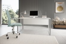 Schreibtisch >Amanda< in Weiß, Melamin und Metall - 170x77x73cm (BxHxT)