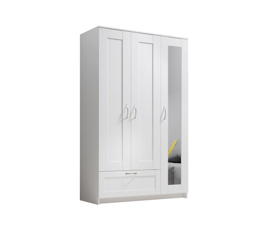 Kleiderschrank >Lepini< in Weiß, Dekorfolie - 117x191x50cm (BxHxT)