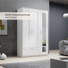 Kleiderschrank >Lepini< in Weiß, Dekorfolie - 117x191x50cm (BxHxT)