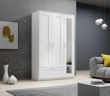 Kleiderschrank >Lepini< in Weiß, Dekorfolie - 117x191x50cm (BxHxT)