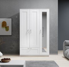 Kleiderschrank >Lepini< in Weiß, Dekorfolie - 117x191x50cm (BxHxT)