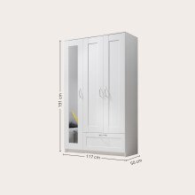 Kleiderschrank >Lepini< in Weiß, Dekorfolie - 117x191x50cm (BxHxT)