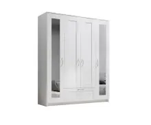 Kleiderschrank >Lepini< in Weiß, Dekorfolie -...