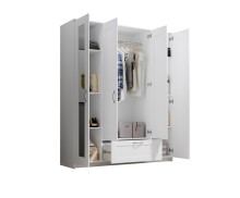 Kleiderschrank >Lepini< in Weiß, Dekorfolie - 156x191x50cm (BxHxT)