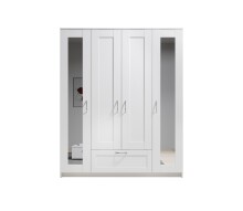 Kleiderschrank >Lepini< in Weiß, Dekorfolie - 156x191x50cm (BxHxT)