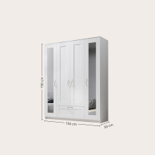 Kleiderschrank >Lepini< in Weiß, Dekorfolie - 156x191x50cm (BxHxT)