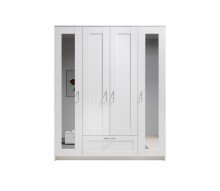 Kleiderschrank >Lepini< in Weiß, Dekorfolie - 156x191x50cm (BxHxT)