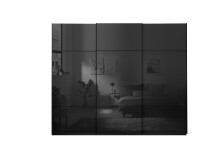 Schwebetürenschrank >Minda< in Schwarz, Melamin + Glas - 270x225x62cm (BxHxT)