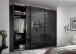 Schwebetürenschrank >Minda< in Schwarz, Melamin + Glas - 270x225x62cm (BxHxT)
