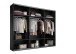 Schwebetürenschrank >Minda< in Schwarz, Melamin + Glas - 270x225x62cm (BxHxT)