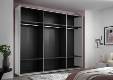 Schwebetürenschrank >Minda< in Weiß, Melamin + Glas - 270x225x62cm (BxHxT)