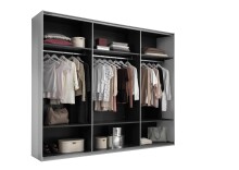Schwebetürenschrank >Minda< in Weiß, Melamin + Glas - 270x225x62cm (BxHxT)