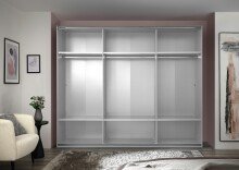 Schwebetürenschrank >Minda< in Weiß, Melamin + Glas - 270x225x62cm (BxHxT)