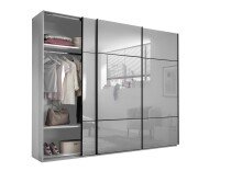 Schwebetürenschrank >Minda< in Weiß, Melamin + Glas - 270x225x62cm (BxHxT)