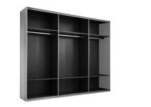 Schwebetürenschrank >Minda< in Weiß, Melamin + Glas - 270x225x62cm (BxHxT)