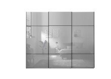 Schwebetürenschrank >Minda< in Weiß, Melamin + Glas - 270x225x62cm (BxHxT)