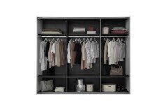 Schwebetürenschrank >Minda< in Weiß, Melamin + Glas - 270x225x62cm (BxHxT)