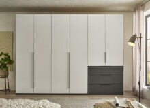 Kleiderschrank >Nuka< in Grau, Dekorfolie - 300x225,5x60cm (BxHxT)