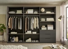 Kleiderschrank >Nuka< in Grau, Dekorfolie - 300x225,5x60cm (BxHxT)