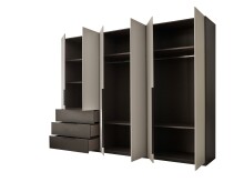 Kleiderschrank >Nuka< in Grau, Dekorfolie - 300x225,5x60cm (BxHxT)