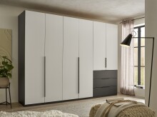 Kleiderschrank >Nuka< in Grau, Dekorfolie - 300x225,5x60cm (BxHxT)