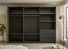 Kleiderschrank >Nuka< in Grau, Dekorfolie - 300x225,5x60cm (BxHxT)
