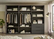 Kleiderschrank >Nuka< in Grau, Dekorfolie - 300x225,5x60cm (BxHxT)