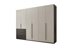 Kleiderschrank >Nuka< in Grau, Dekorfolie - 300x225,5x60cm (BxHxT)