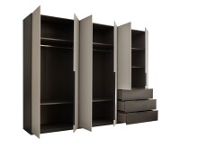 Kleiderschrank >Nuka< in Grau, Dekorfolie - 300x225,5x60cm (BxHxT)