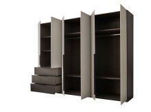 Kleiderschrank >Nuka< in Grau, Dekorfolie - 300x225,5x60cm (BxHxT)