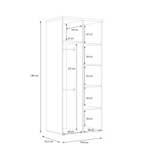 Kleiderschrank >WINNIE< in Sonoma Eiche / Weiss - 79,9x188,6x52,7cm (BxHxT)