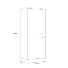 Kleiderschrank >WINNIE< in Sonoma Eiche / Weiss - 79,9x188,6x52,7cm (BxHxT)